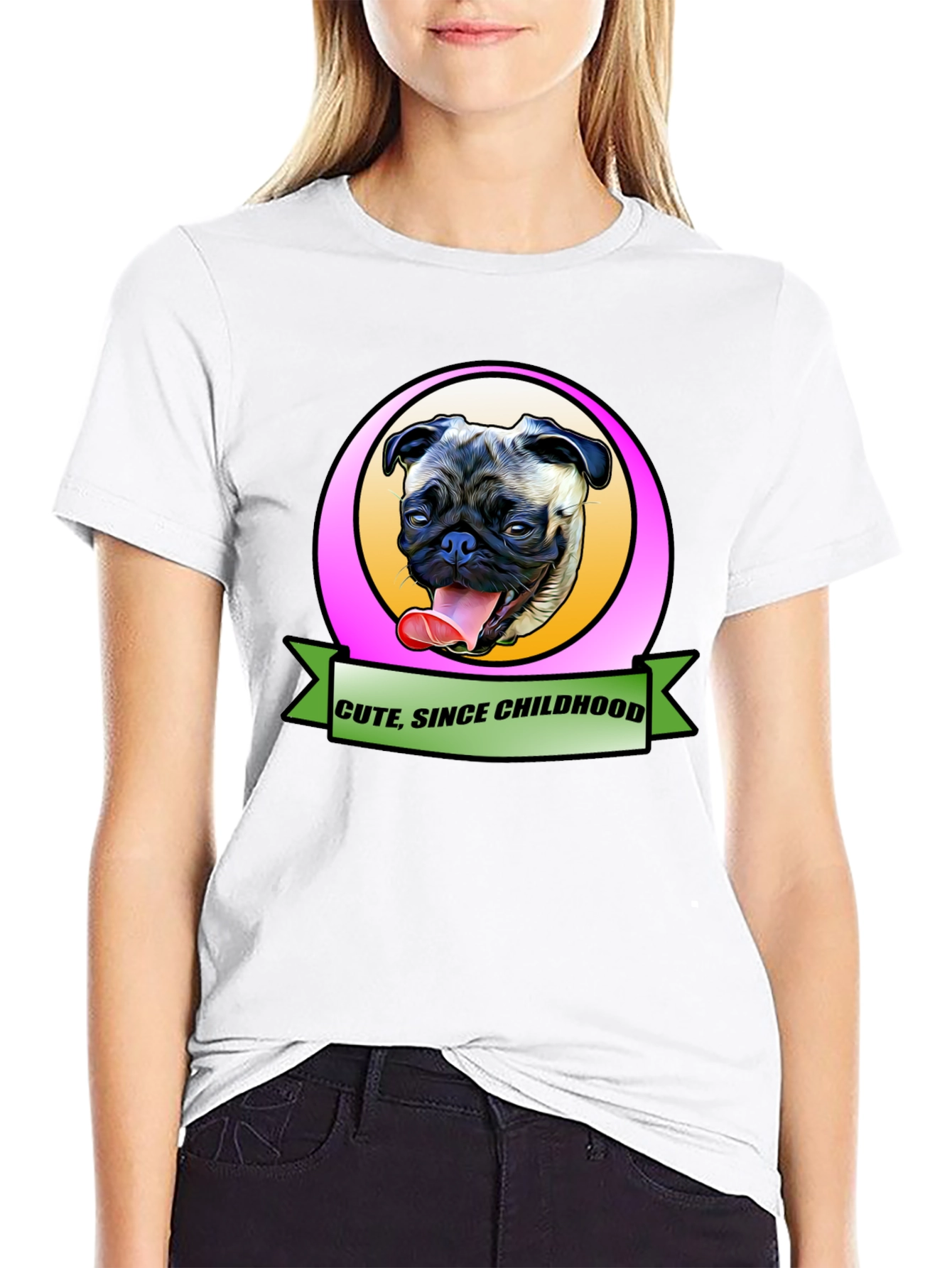 Cute Since Childhood Pug Graphic Tee