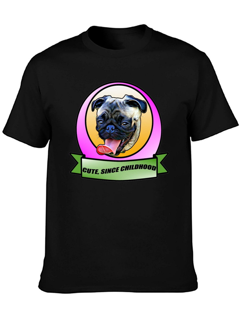 Cute Since Childhood Pug Graphic Tee