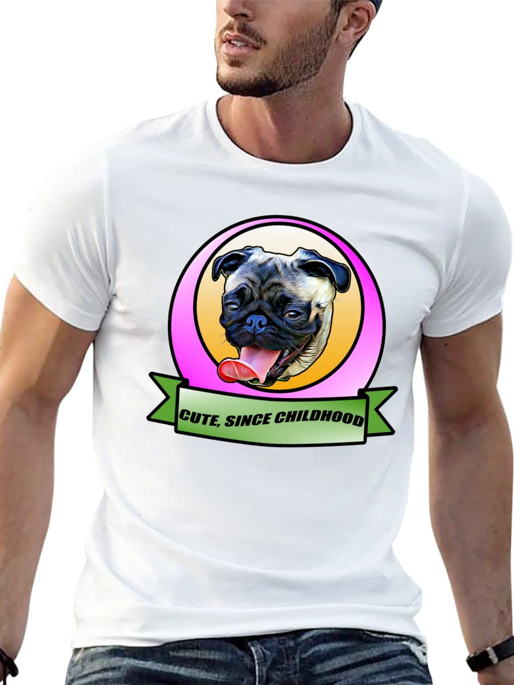 Cute Since Childhood Pug Graphic Tee