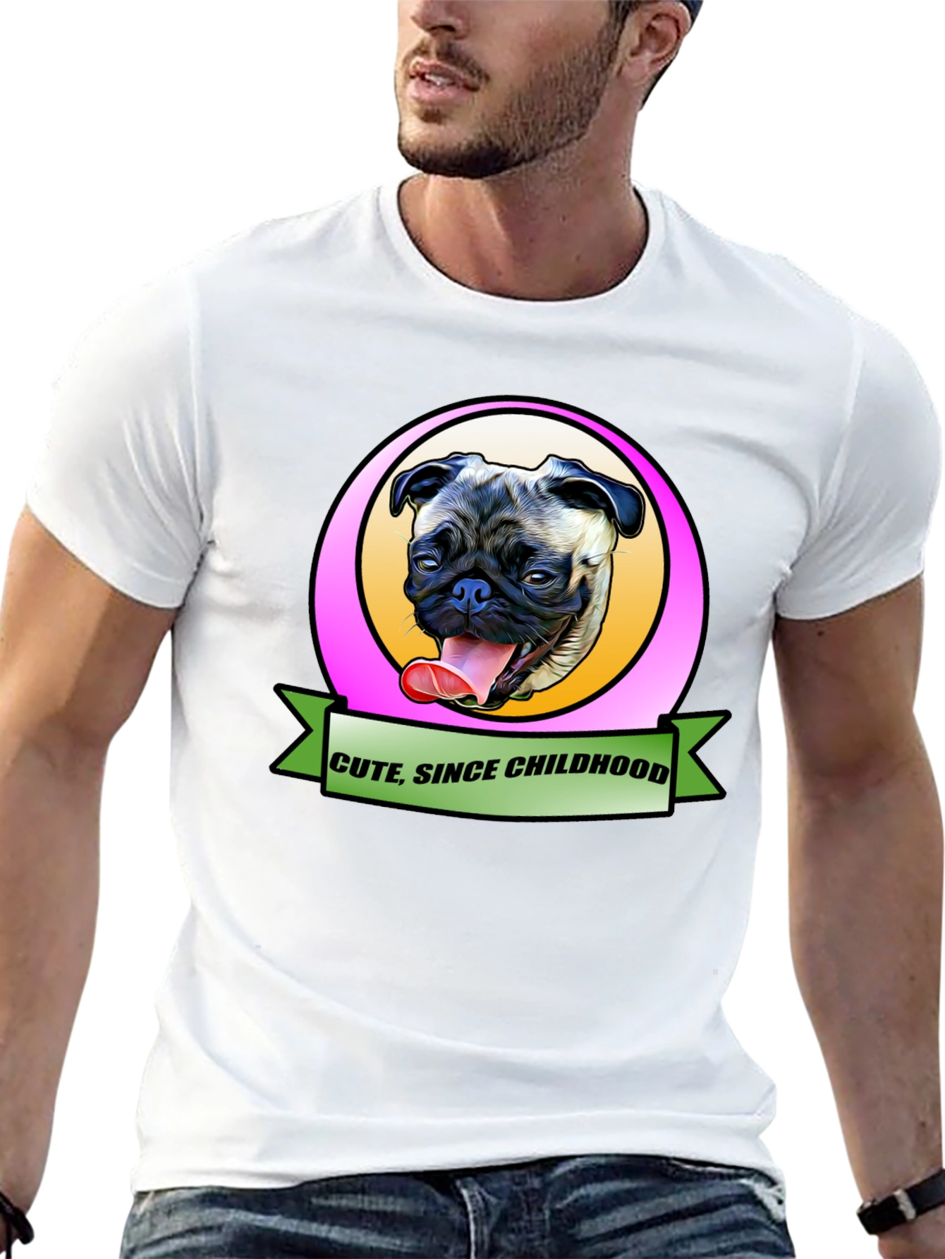 Cute Since Childhood Pug Graphic Tee
