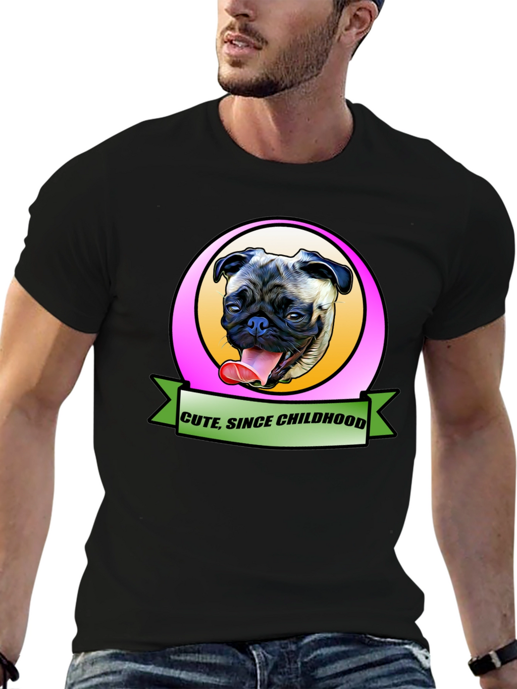 Cute Since Childhood Pug Graphic Tee