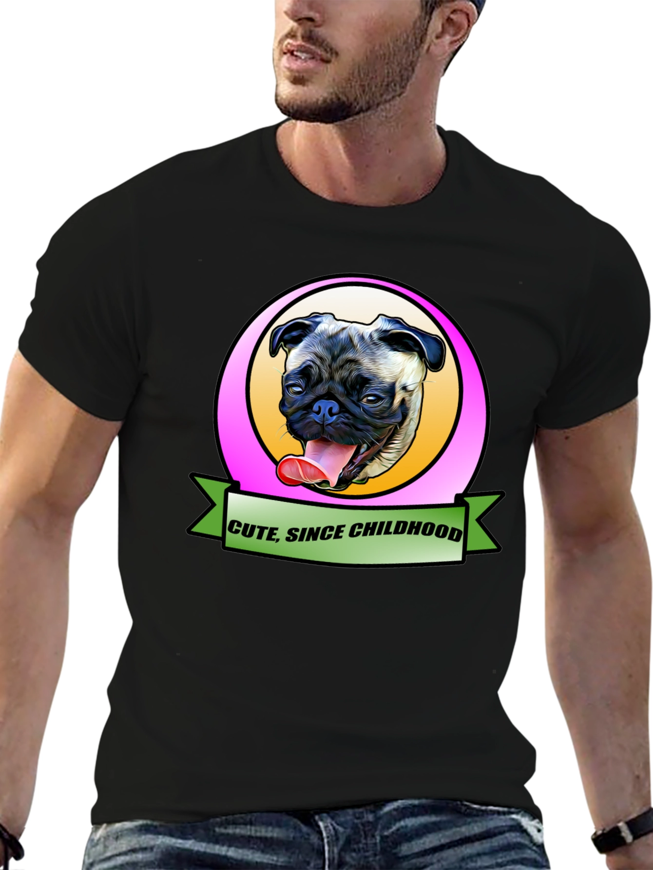 Cute Since Childhood Pug Graphic Tee