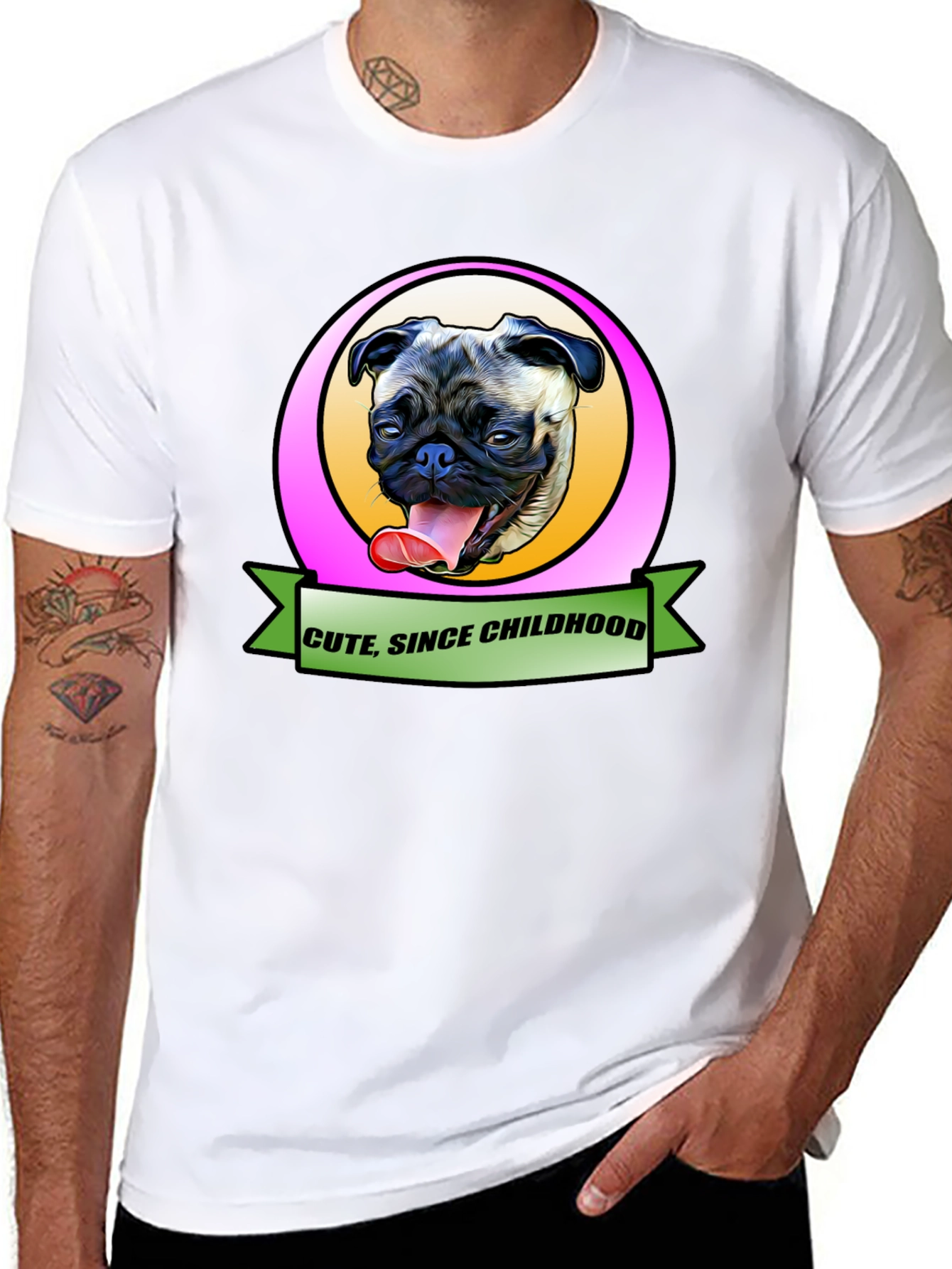 Cute Since Childhood Pug Graphic Tee