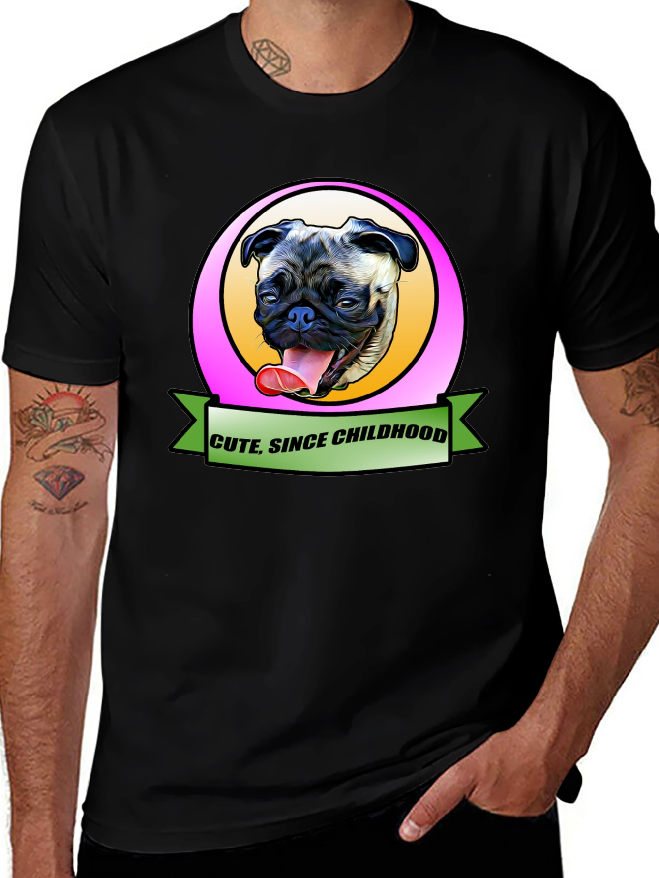Cute Since Childhood Pug Graphic Tee