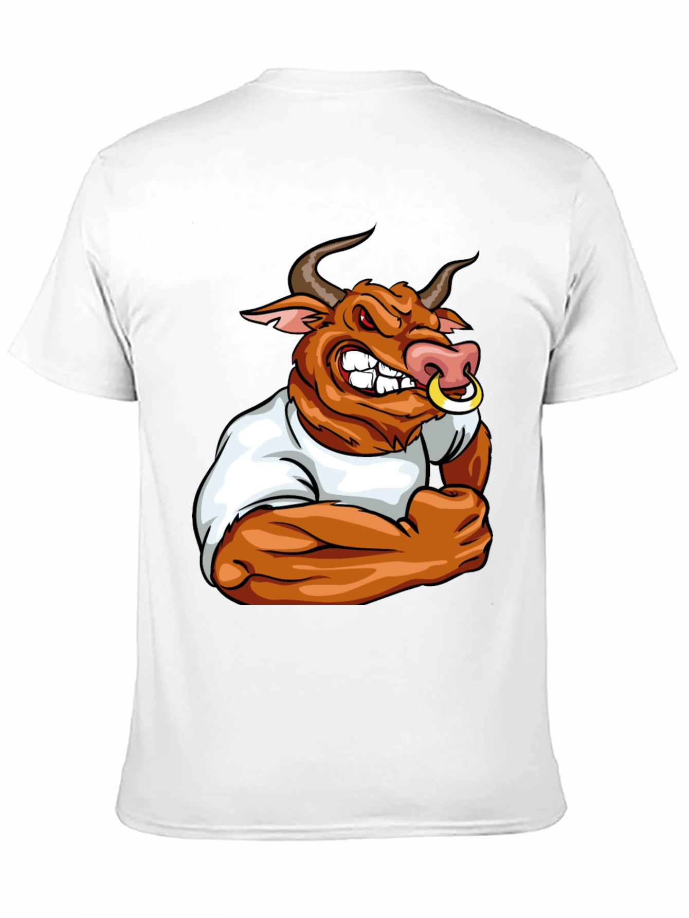 Bull Cartoon Graphic Print Black T-Shirt