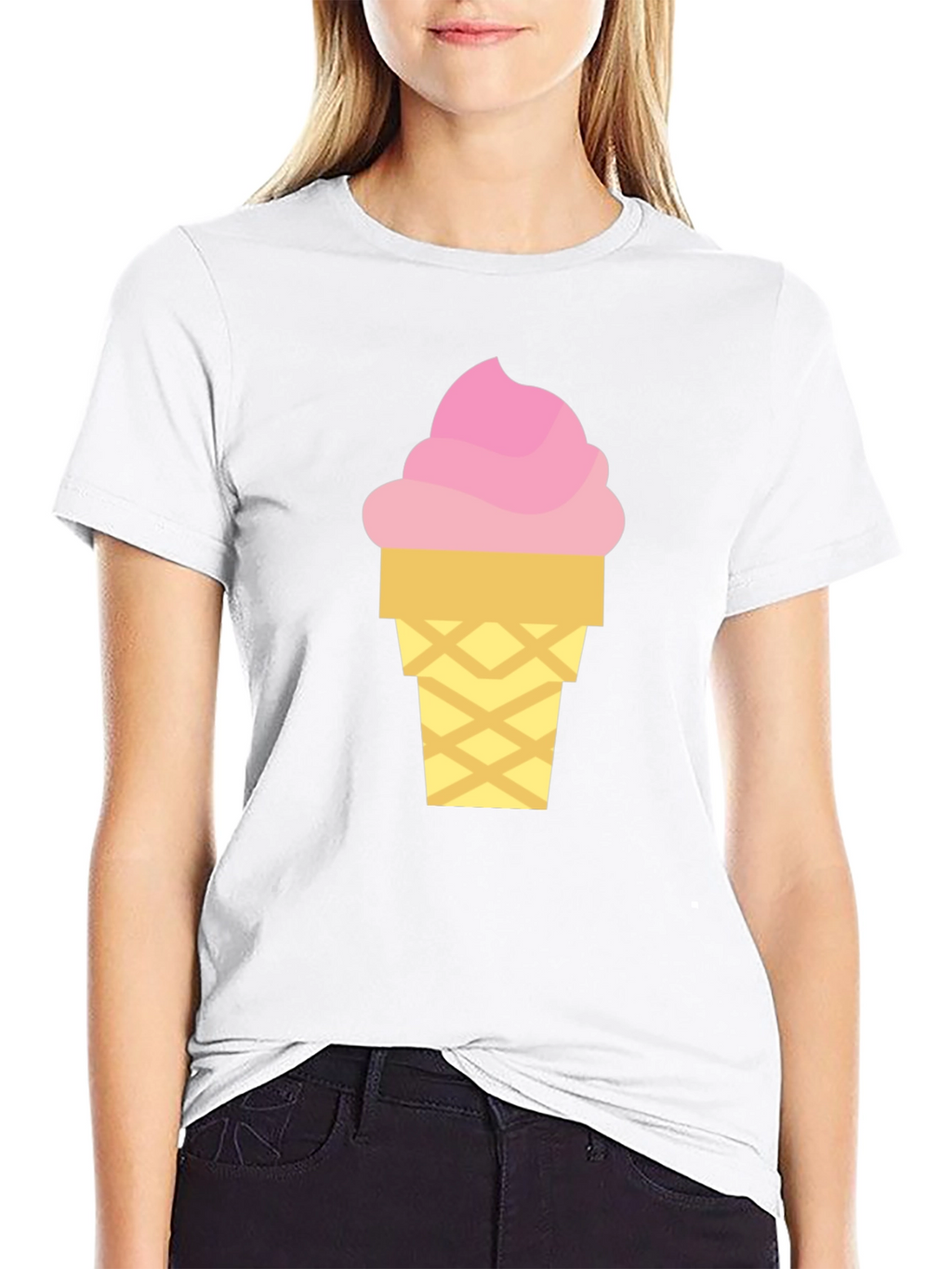 Ice Cream Graphic Tee - Black Cotton T-Shirt