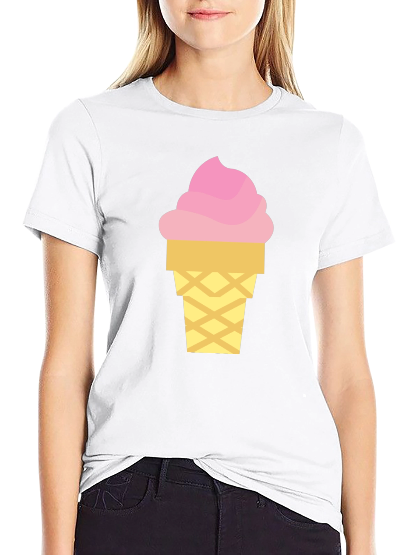Ice Cream Graphic Tee - Black Cotton T-Shirt