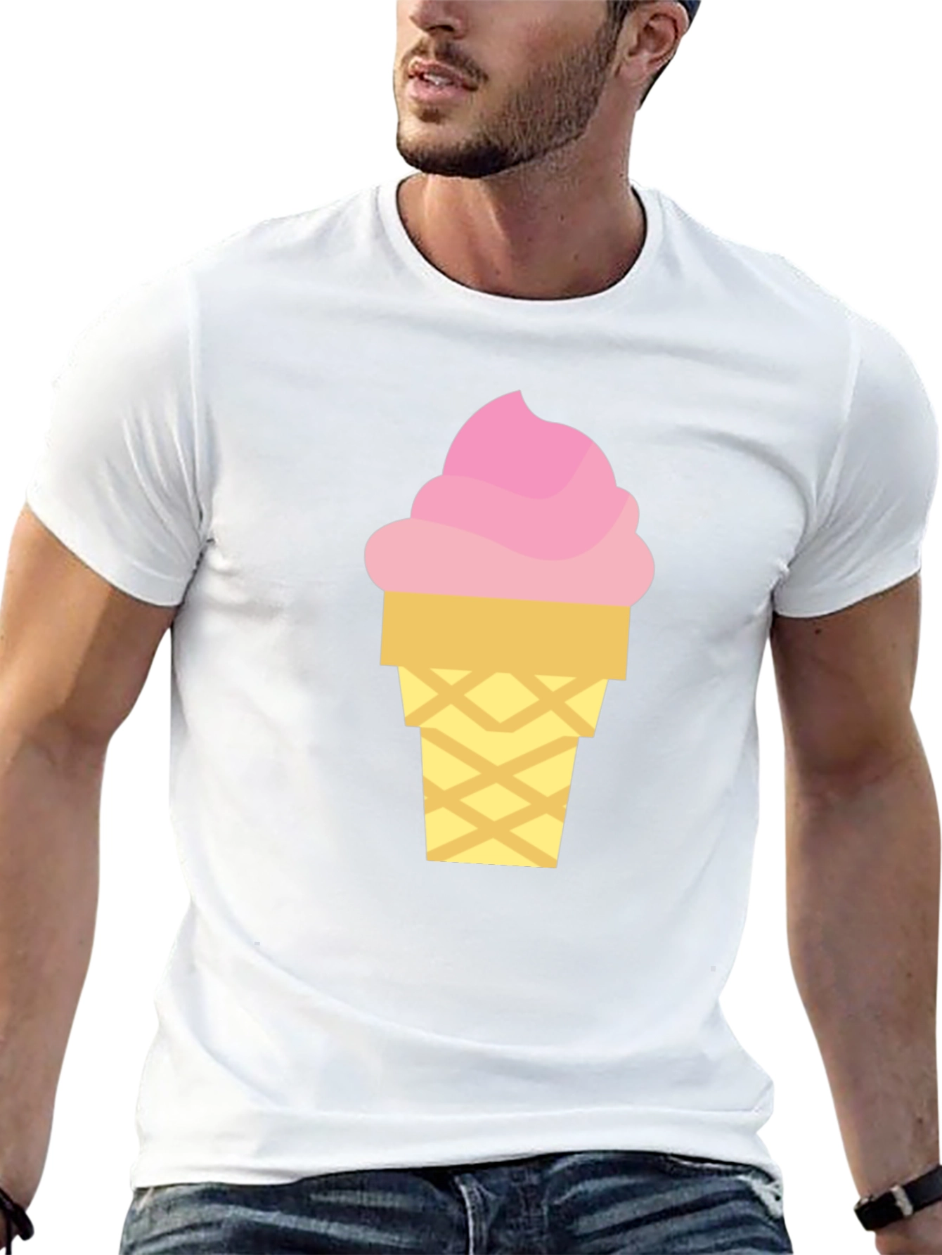 Ice Cream Graphic Tee - Black Cotton T-Shirt
