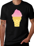 Ice Cream Graphic Tee - Black Cotton T-Shirt