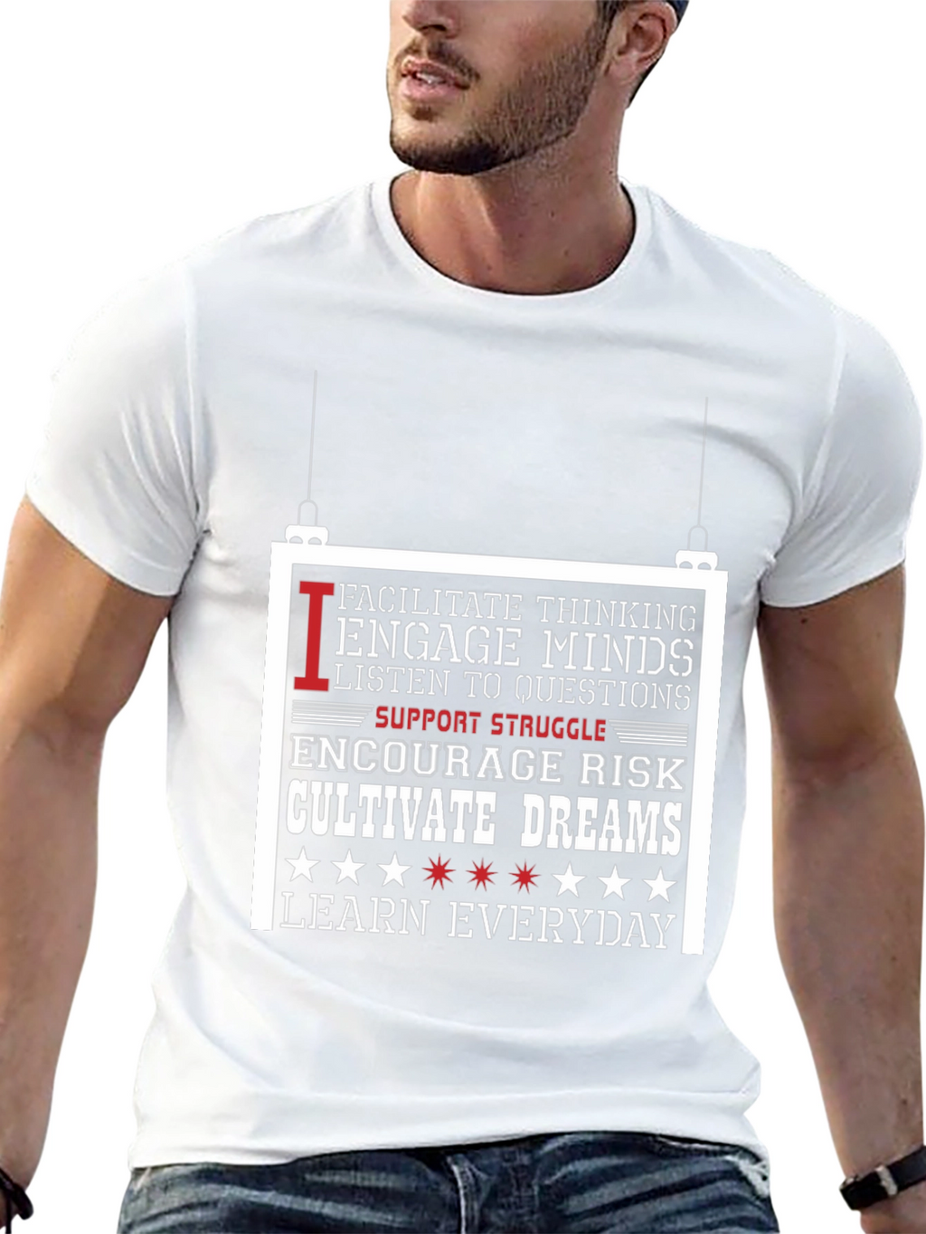Inspiring Teacher T-Shirt: Facilitate Engage Cultivate