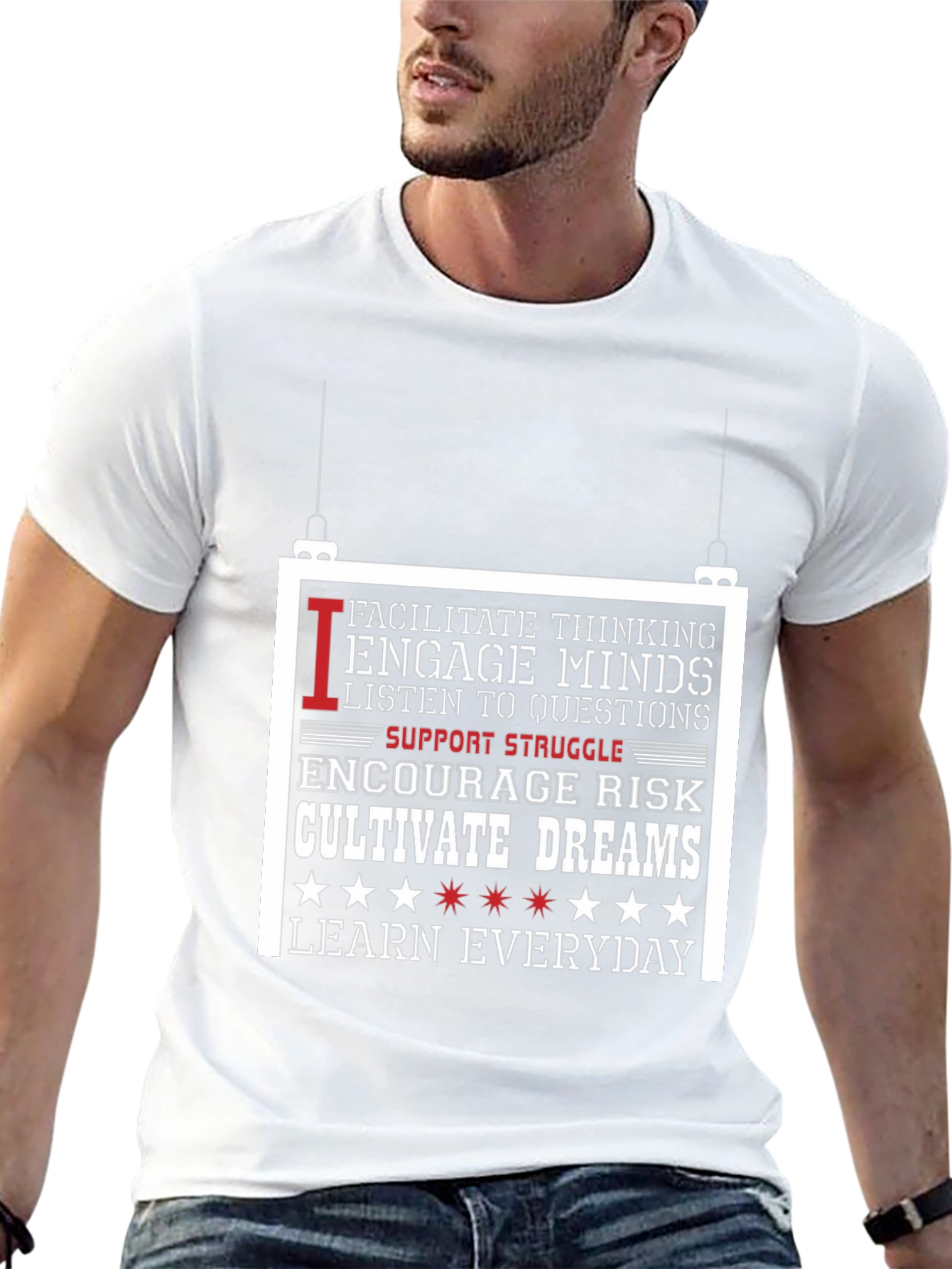 Inspiring Teacher T-Shirt: Facilitate Engage Cultivate