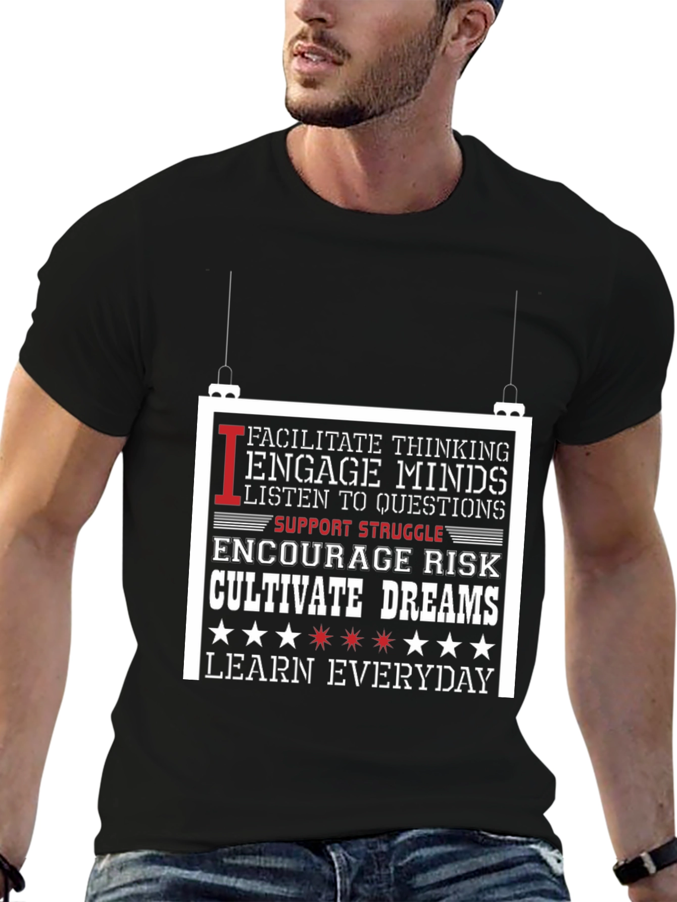 Inspiring Teacher T-Shirt: Facilitate Engage Cultivate