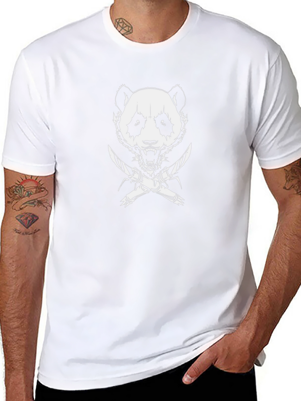 Mens Black Panda Graphic Tee