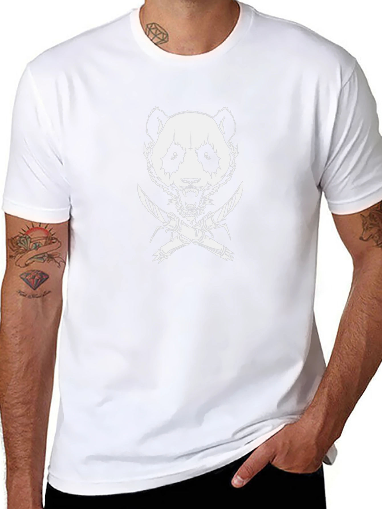 Mens Black Panda Graphic Tee