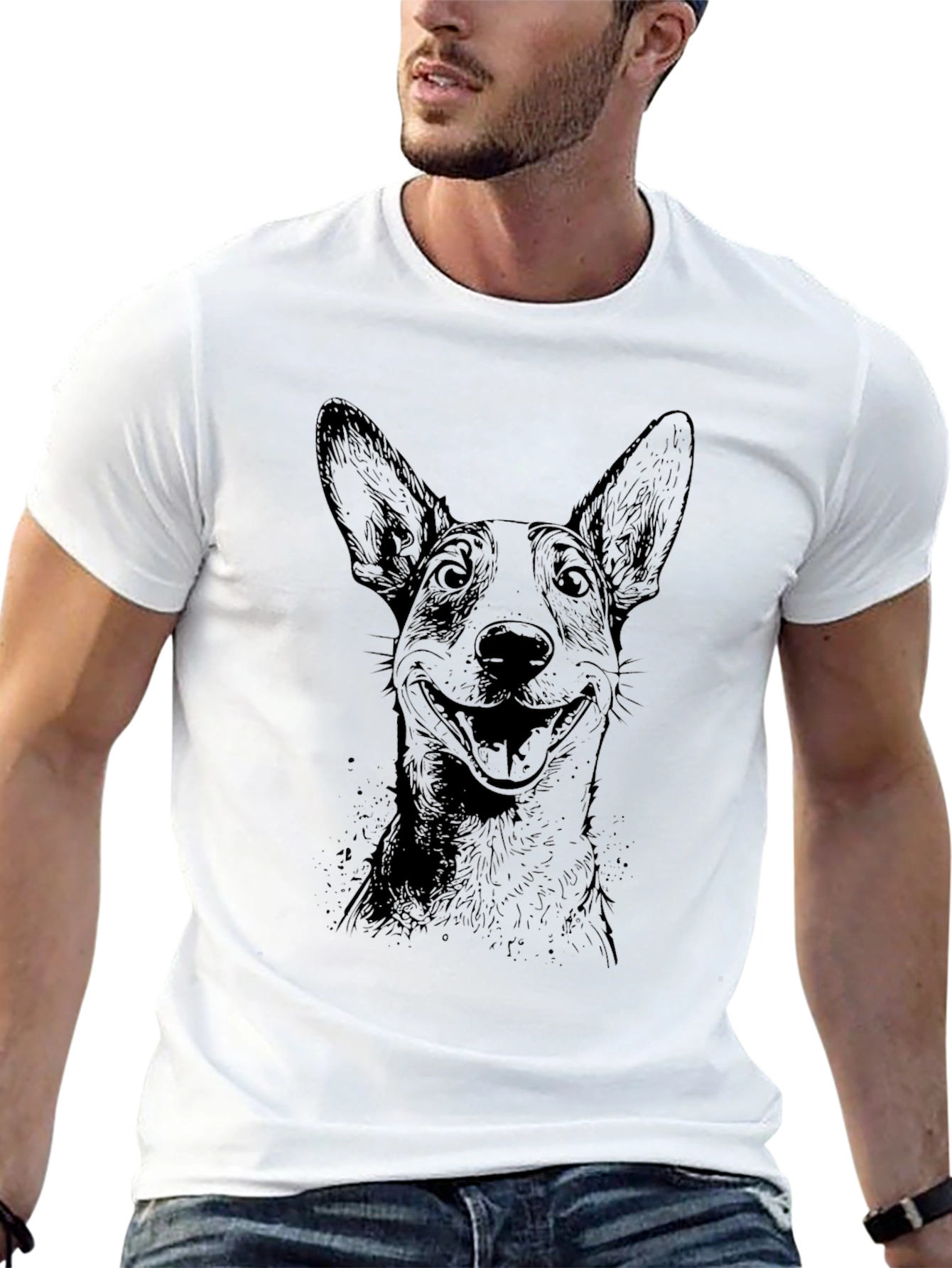 Dog Portrait Graphic Tee - Unisex Black T-Shirt