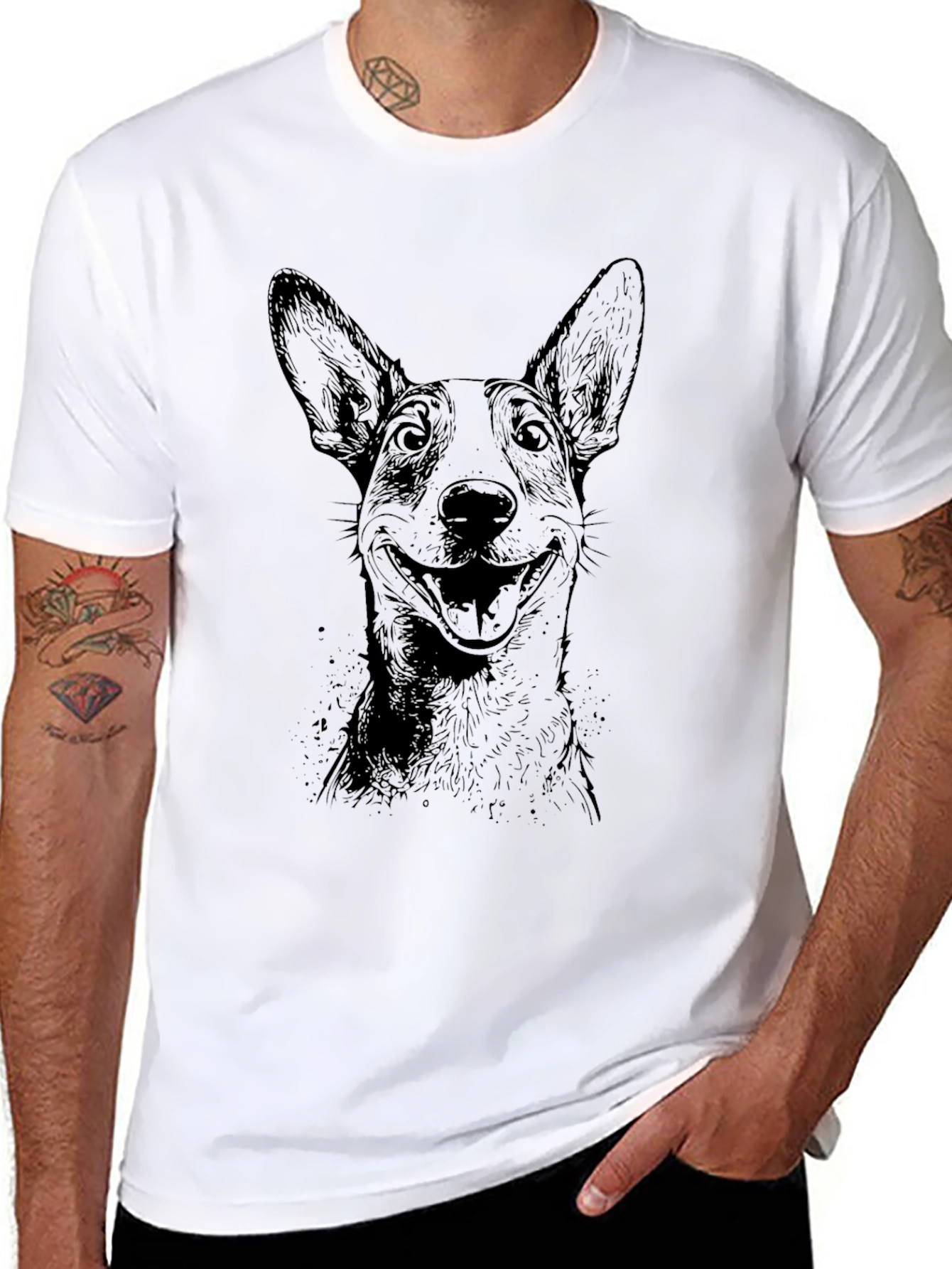 Dog Portrait Graphic Tee - Unisex Black T-Shirt