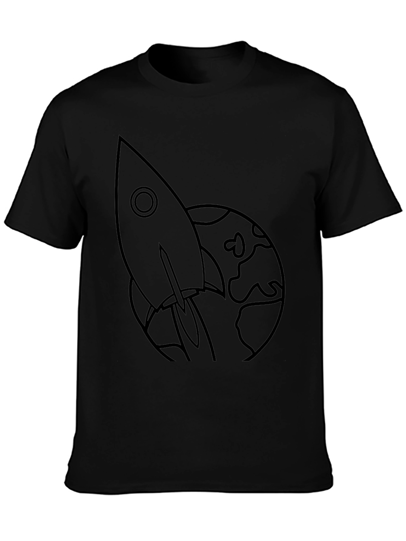 Rocket to the Moon Black Graphic Tee