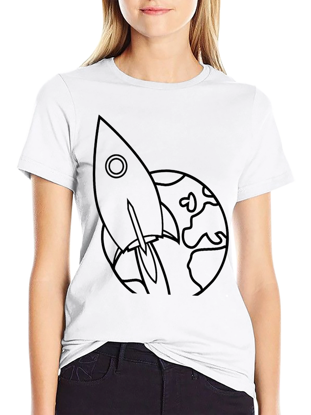 Rocket to the Moon Black Graphic Tee