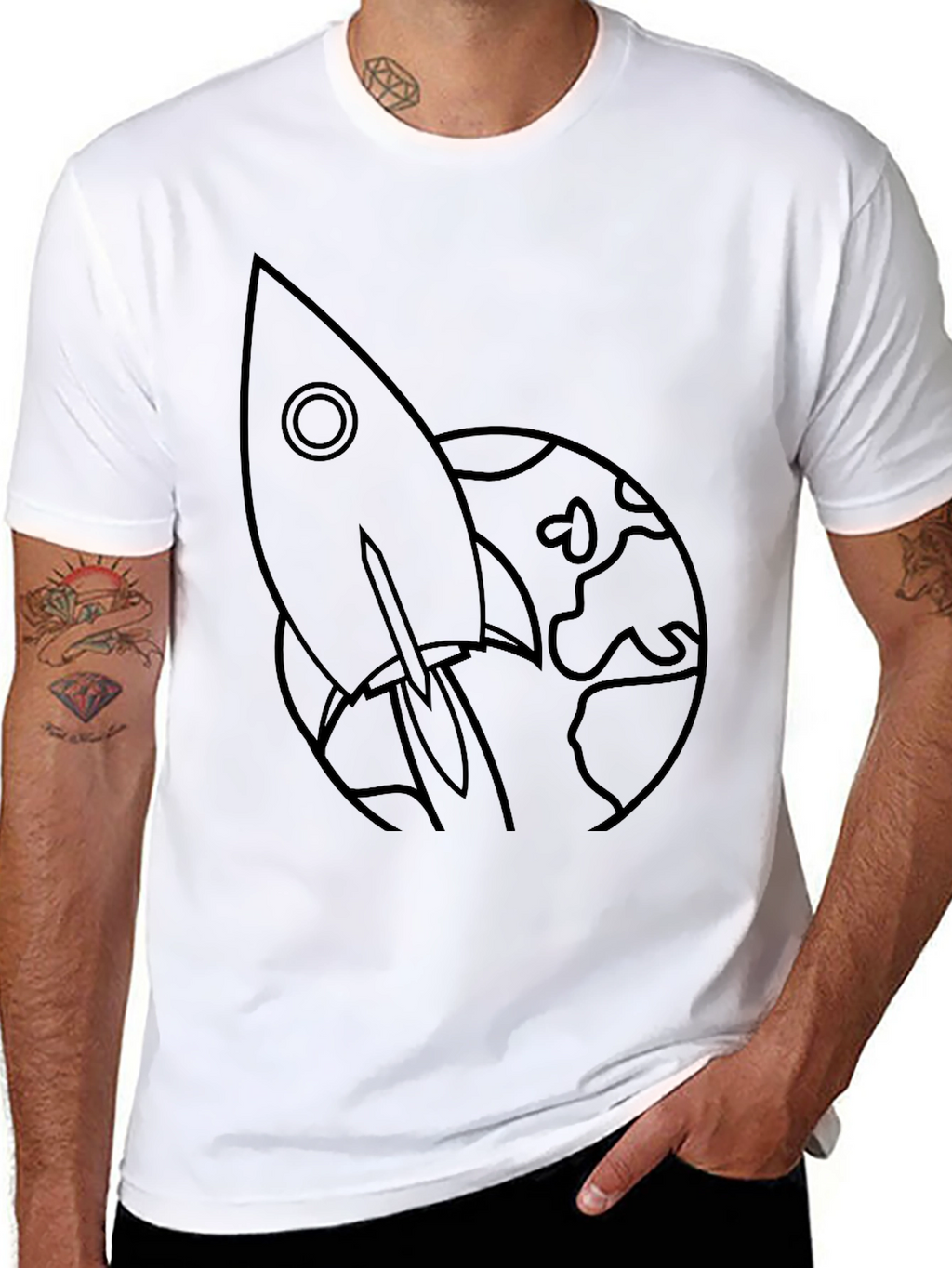 Rocket to the Moon Black Graphic Tee