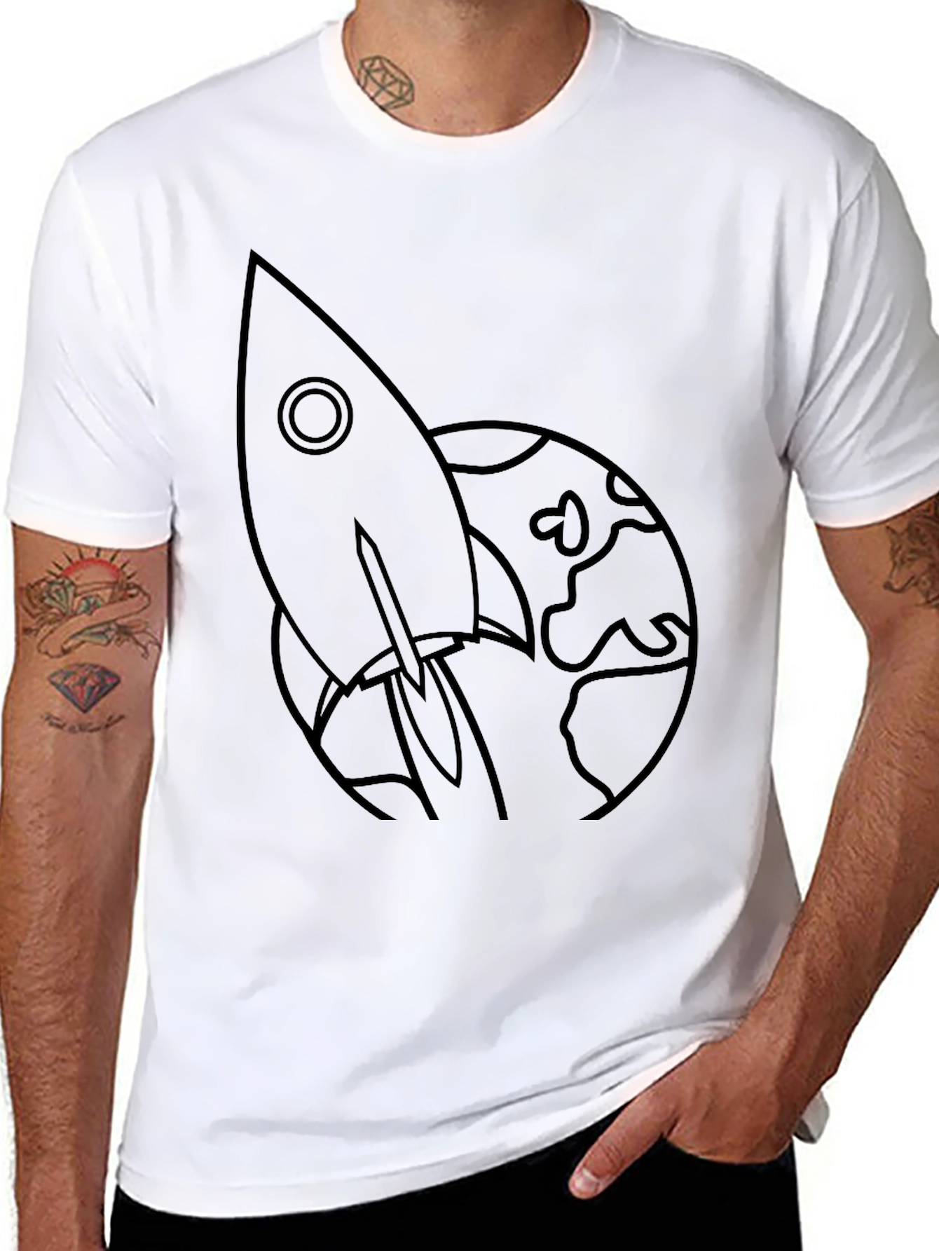Rocket to the Moon Black Graphic Tee
