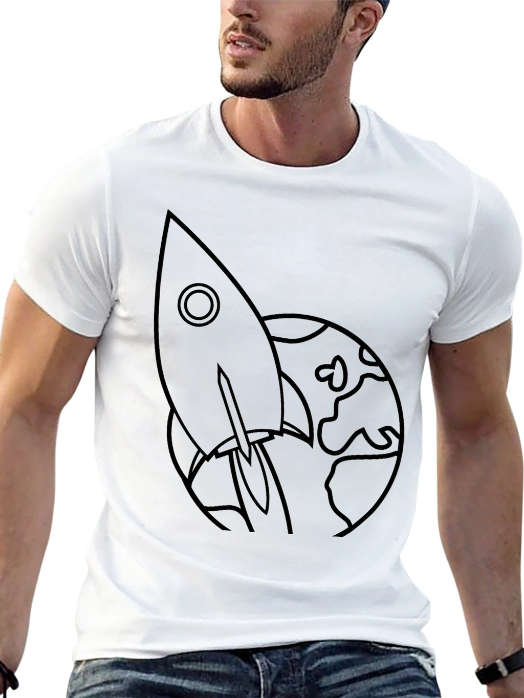 Rocket to the Moon Black Graphic Tee