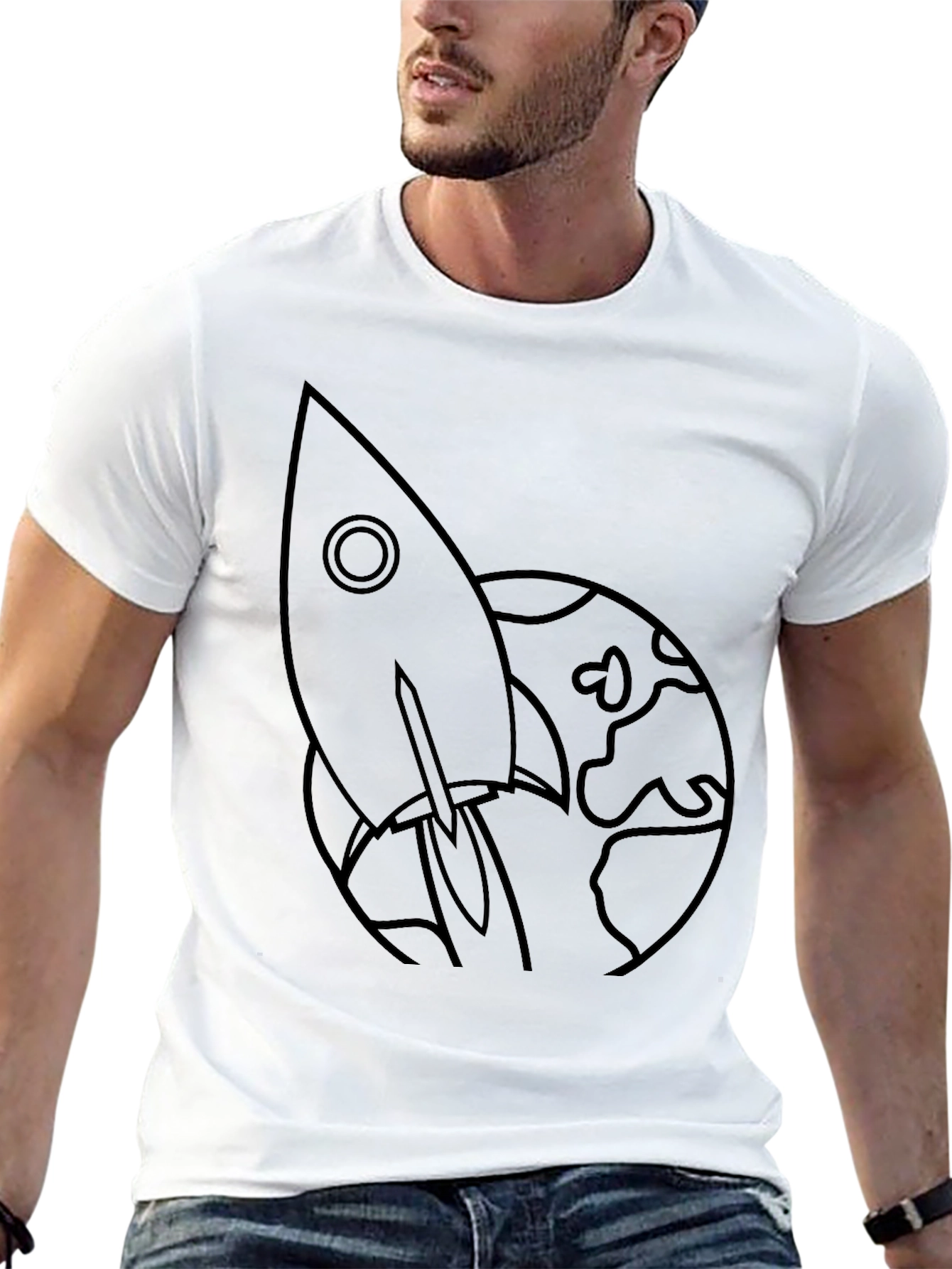 Rocket to the Moon Black Graphic Tee