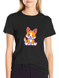 Corgi Puppy Black T-Shirt