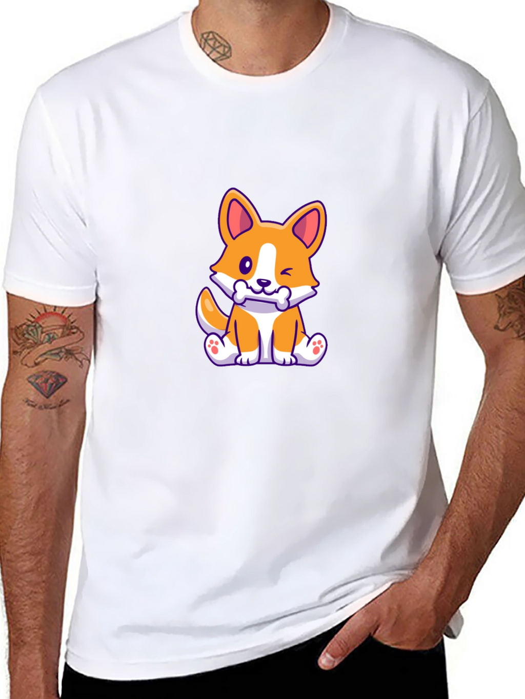 Corgi Puppy Black T-Shirt