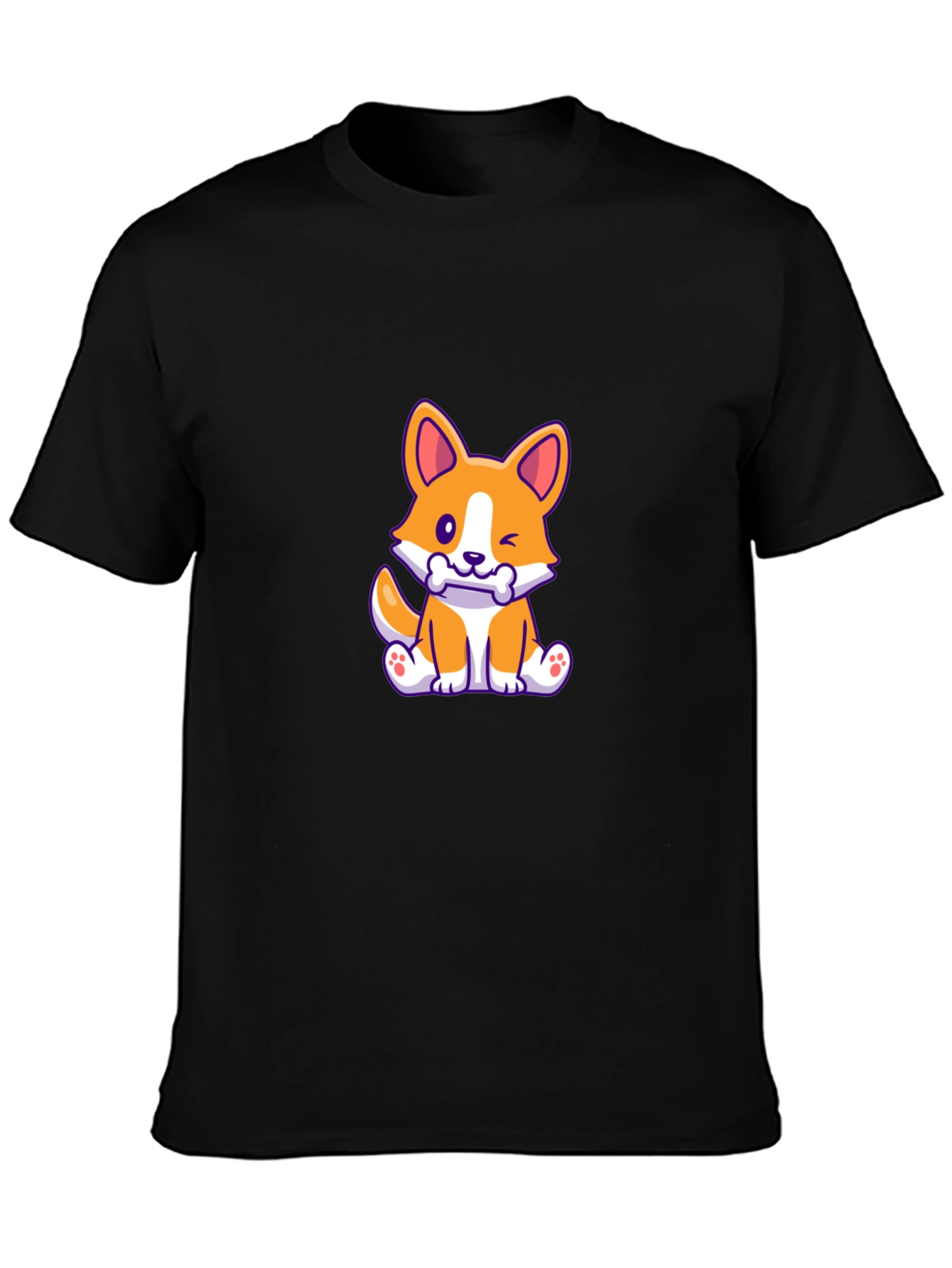 Corgi Puppy Black T-Shirt
