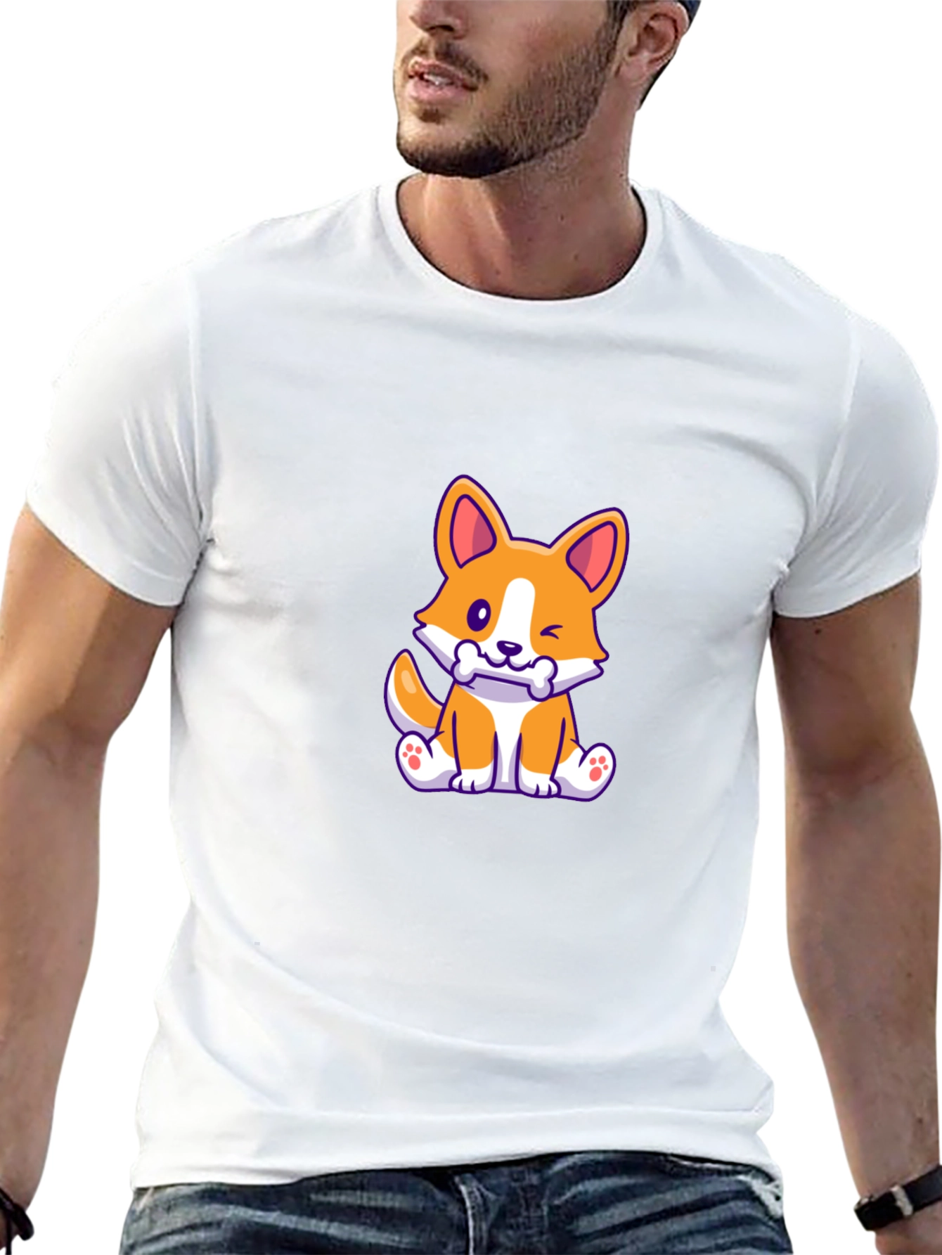 Corgi Puppy Black T-Shirt