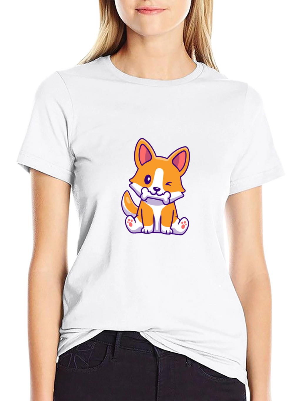 Corgi Puppy Black T-Shirt