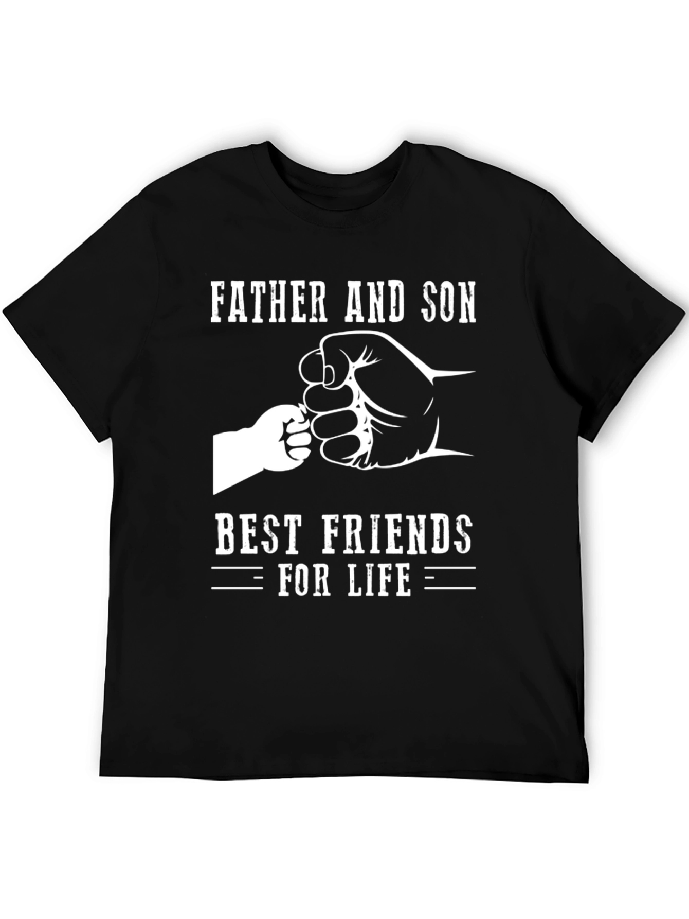 Father and Son Best Friends for Life Black Graphic T-Shirt
