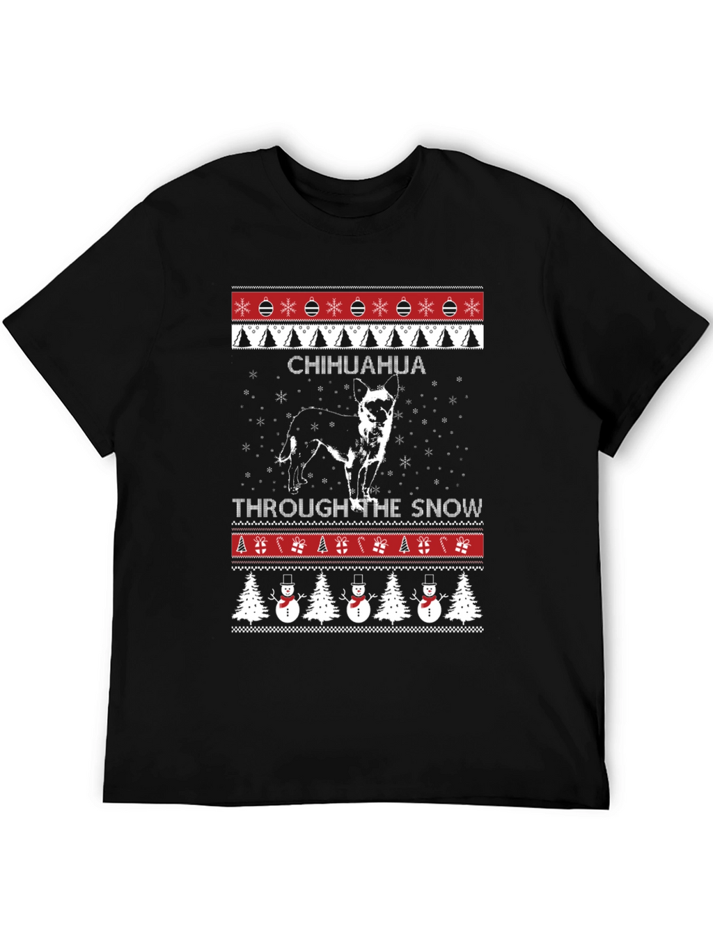 Chihuahua Through The Snow Ugly Christmas T-Shirt