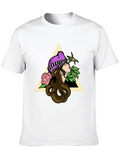 Geometric Girl Graphic Tee - Casual Black T-Shirt