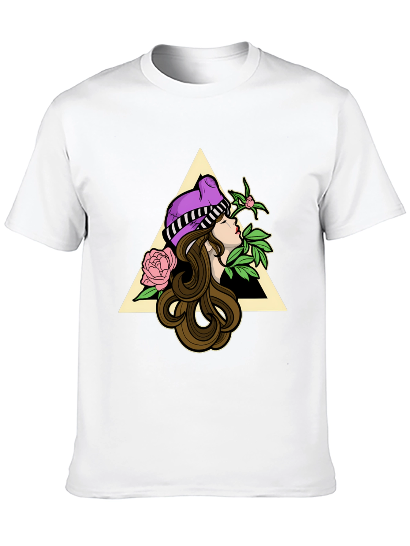 Geometric Girl Graphic Tee - Casual Black T-Shirt