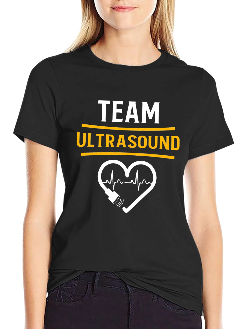 Team Ultrasound Heartbeat Graphic Tee - Black