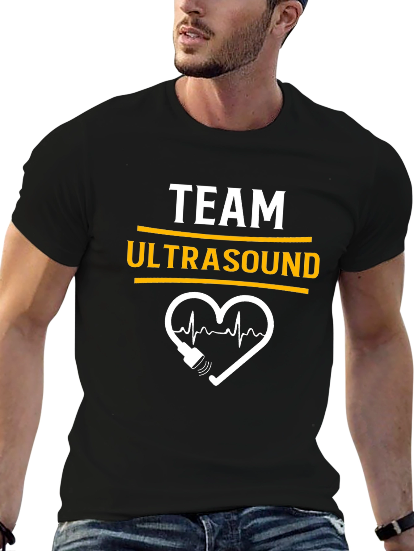 Team Ultrasound Heartbeat Graphic Tee - Black
