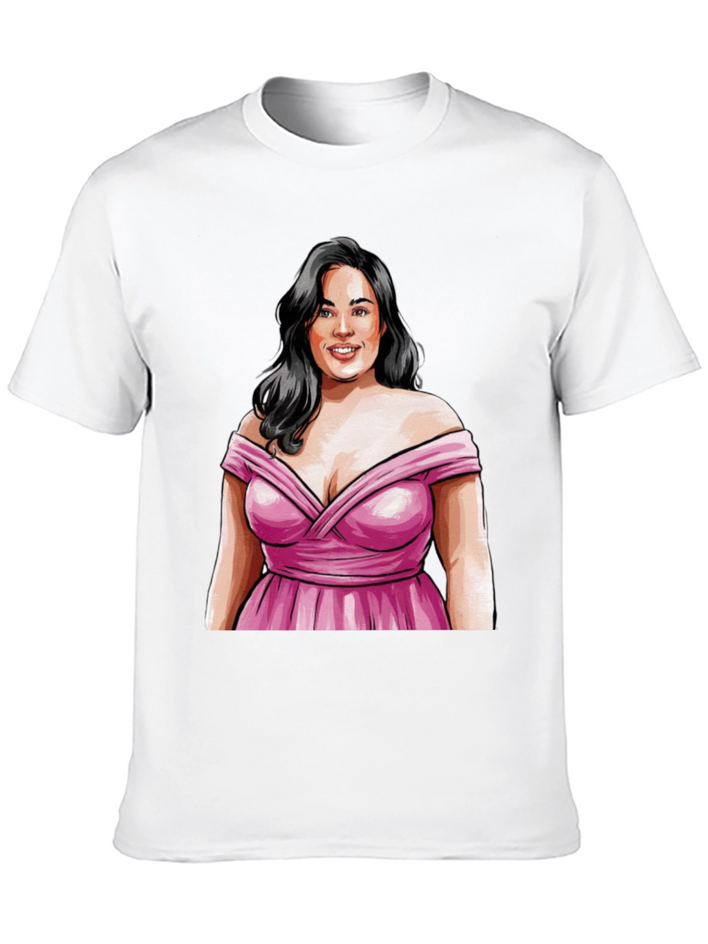 Woman in Pink Dress Graphic Tee