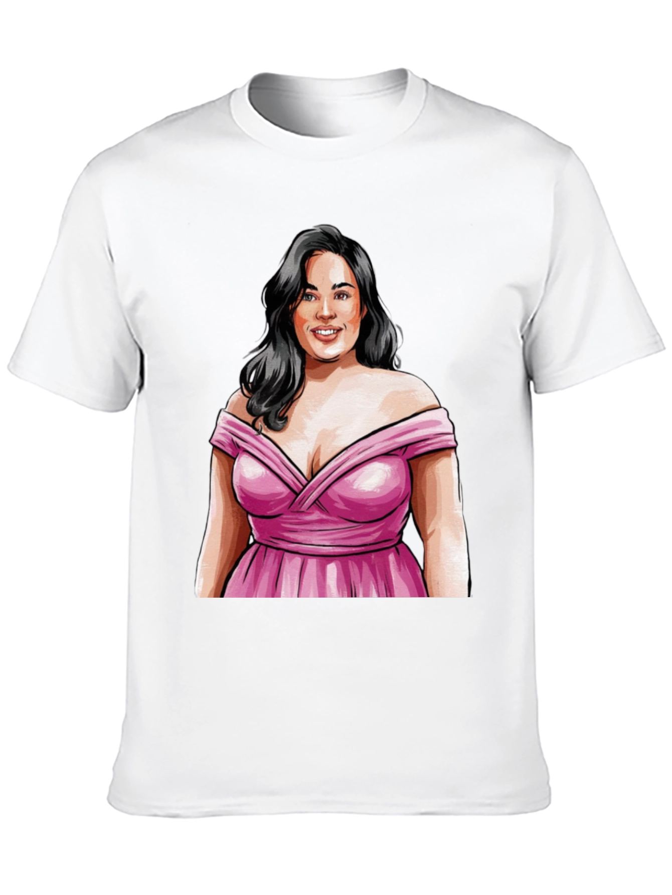 Woman in Pink Dress Graphic Tee