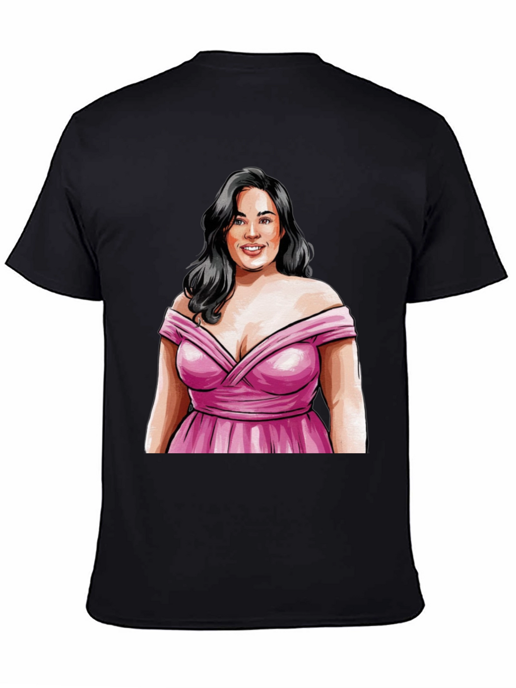 Woman in Pink Dress Graphic Tee