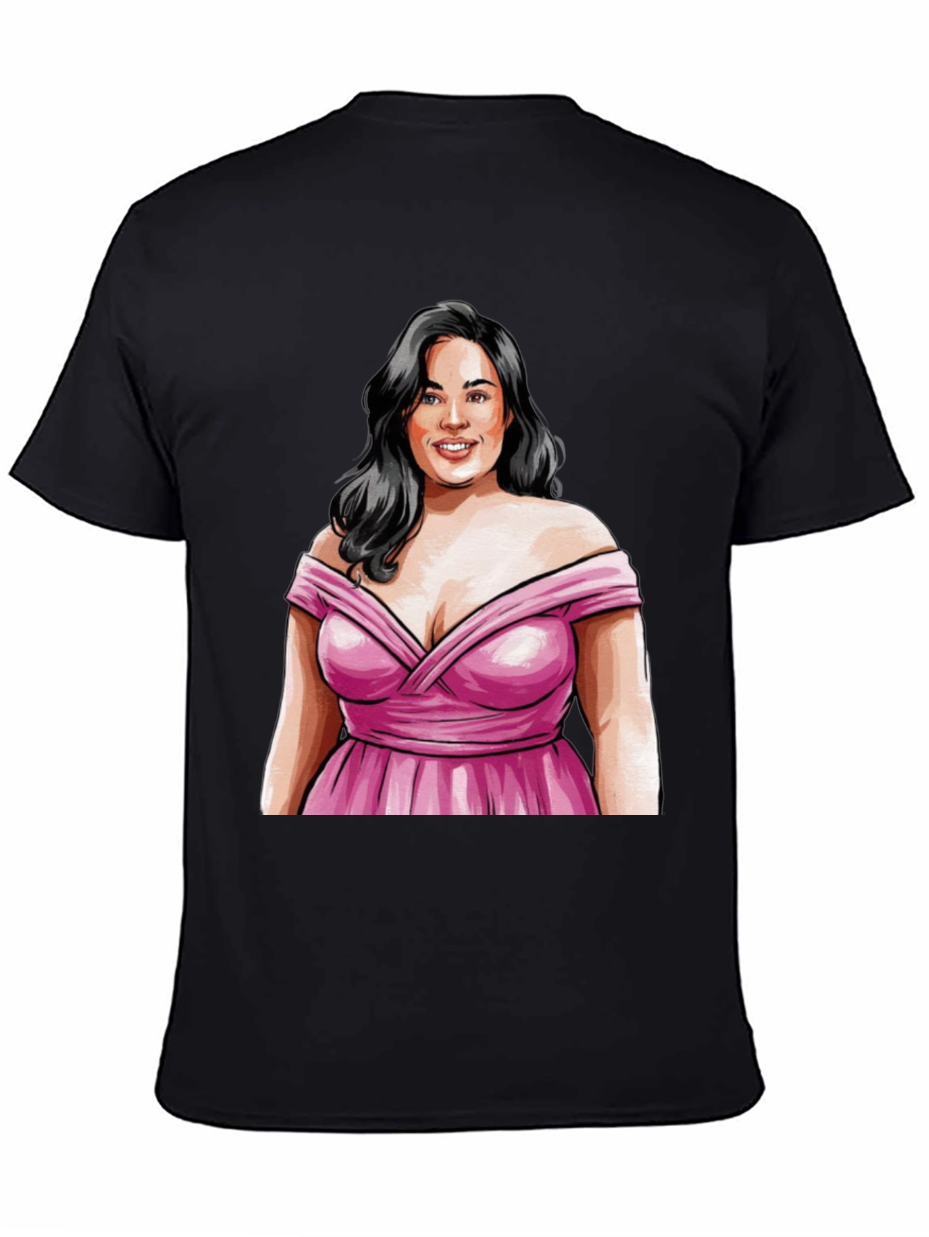 Woman in Pink Dress Graphic Tee