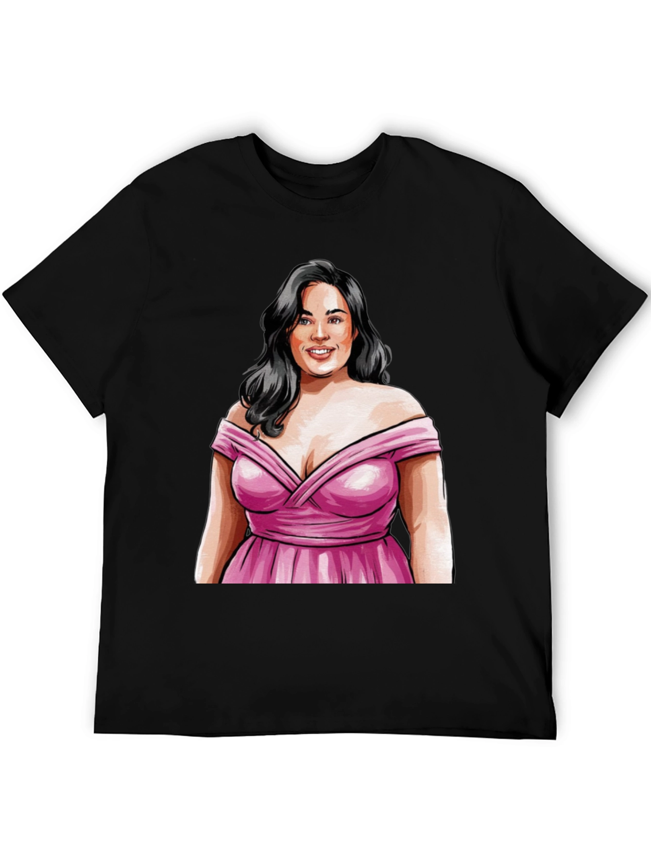Woman in Pink Dress Graphic Tee