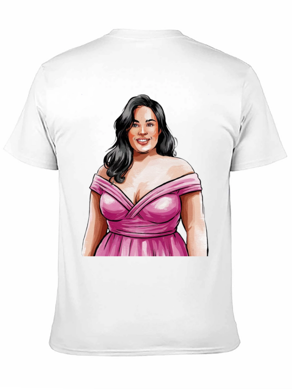 Woman in Pink Dress Graphic Tee