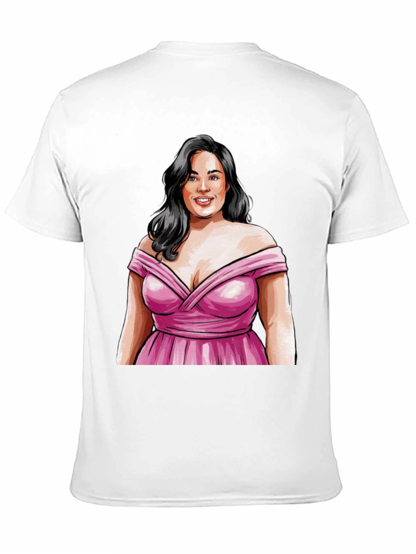 Woman in Pink Dress Graphic Tee
