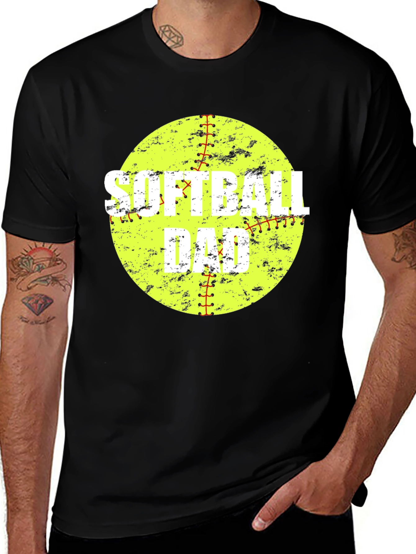 Softball Dad Graphic T-Shirt - Black