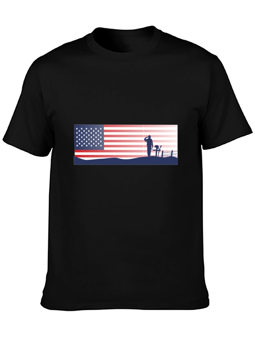 Patriotic US Flag & Soldier Silhouette T-Shirt