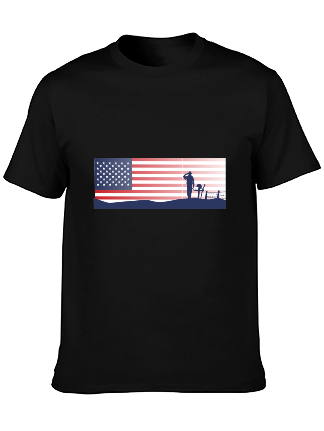 Patriotic US Flag & Soldier Silhouette T-Shirt