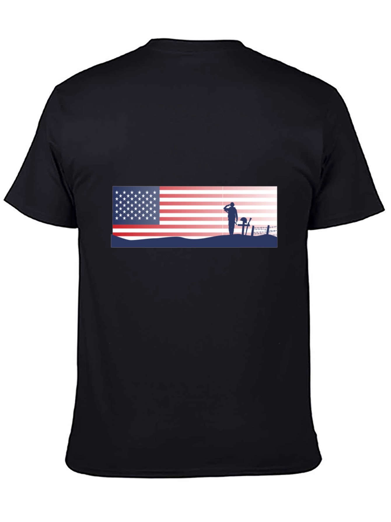 Patriotic US Flag & Soldier Silhouette T-Shirt