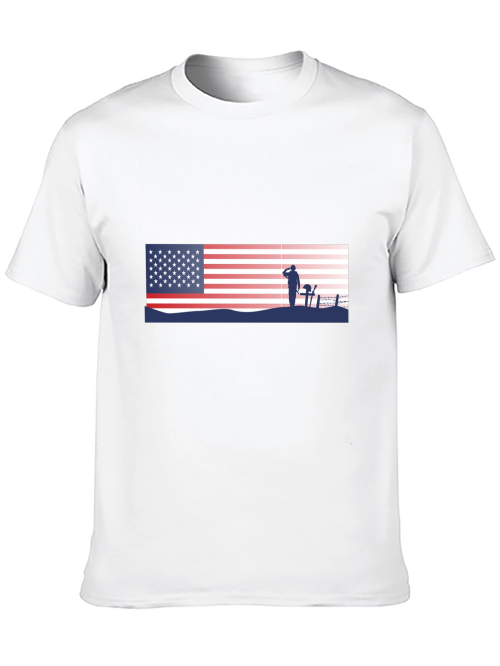 Patriotic US Flag & Soldier Silhouette T-Shirt