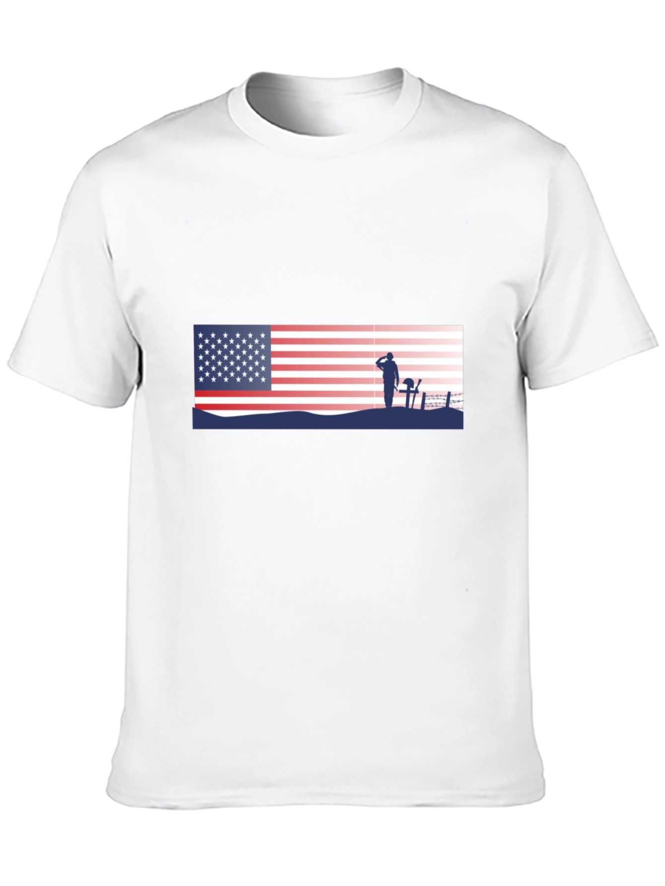 Patriotic US Flag & Soldier Silhouette T-Shirt